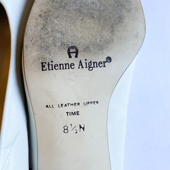 Vintage Etienne Aigner Two Tone Pumps Heels Cream Yellow Size 8.5 Narrow - Picture 3 of 14